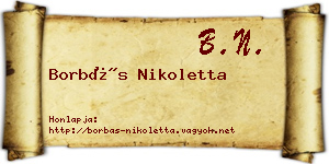 Borbás Nikoletta névjegykártya