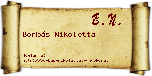 Borbás Nikoletta névjegykártya